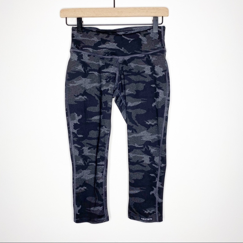 Public Myth Black Gray Camo Shadow Trooper Mid Rise Athletic Legging XS
